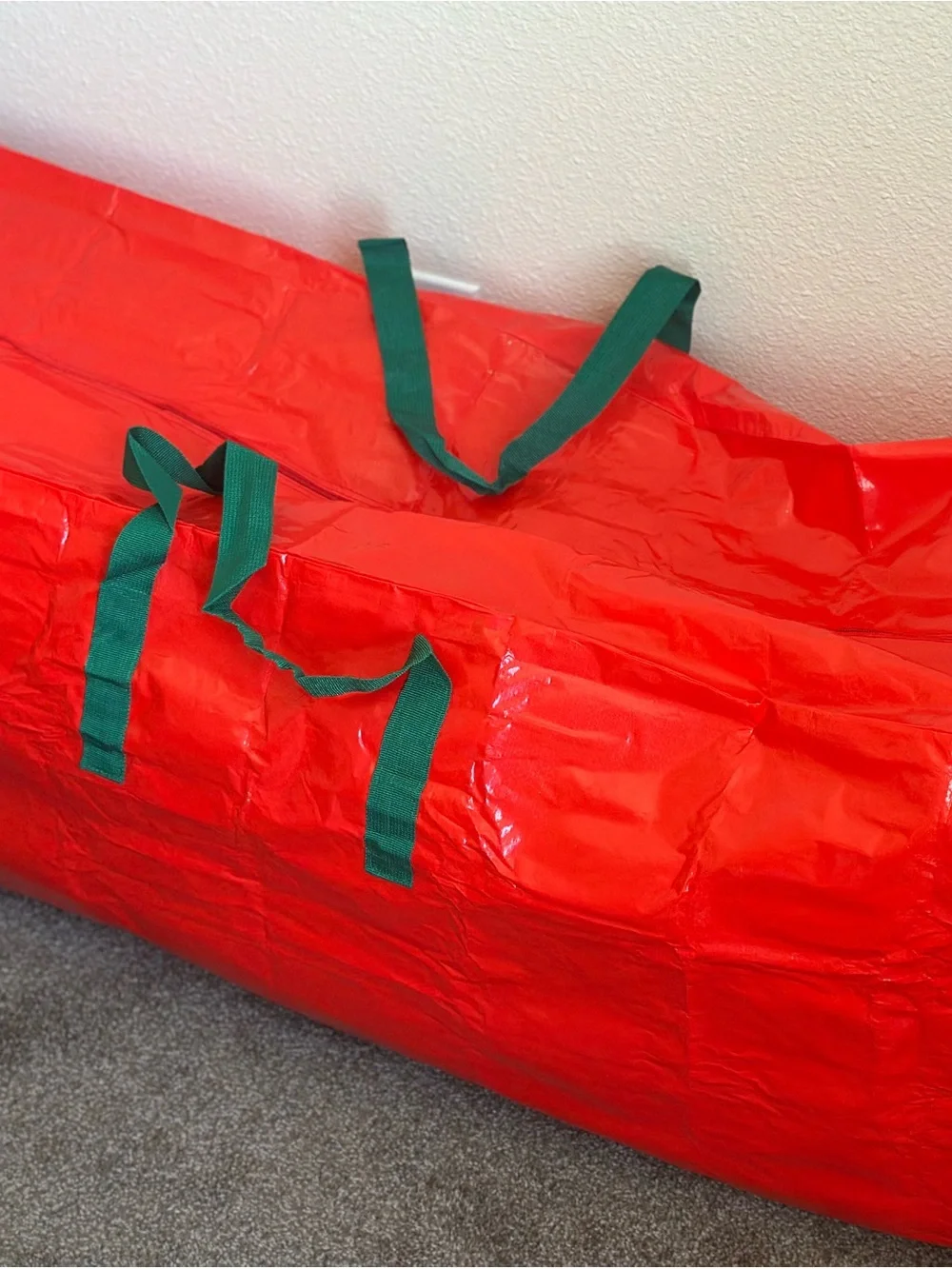 Red Holiday Storage Bag with Green Handles - Home Party Supplies XL